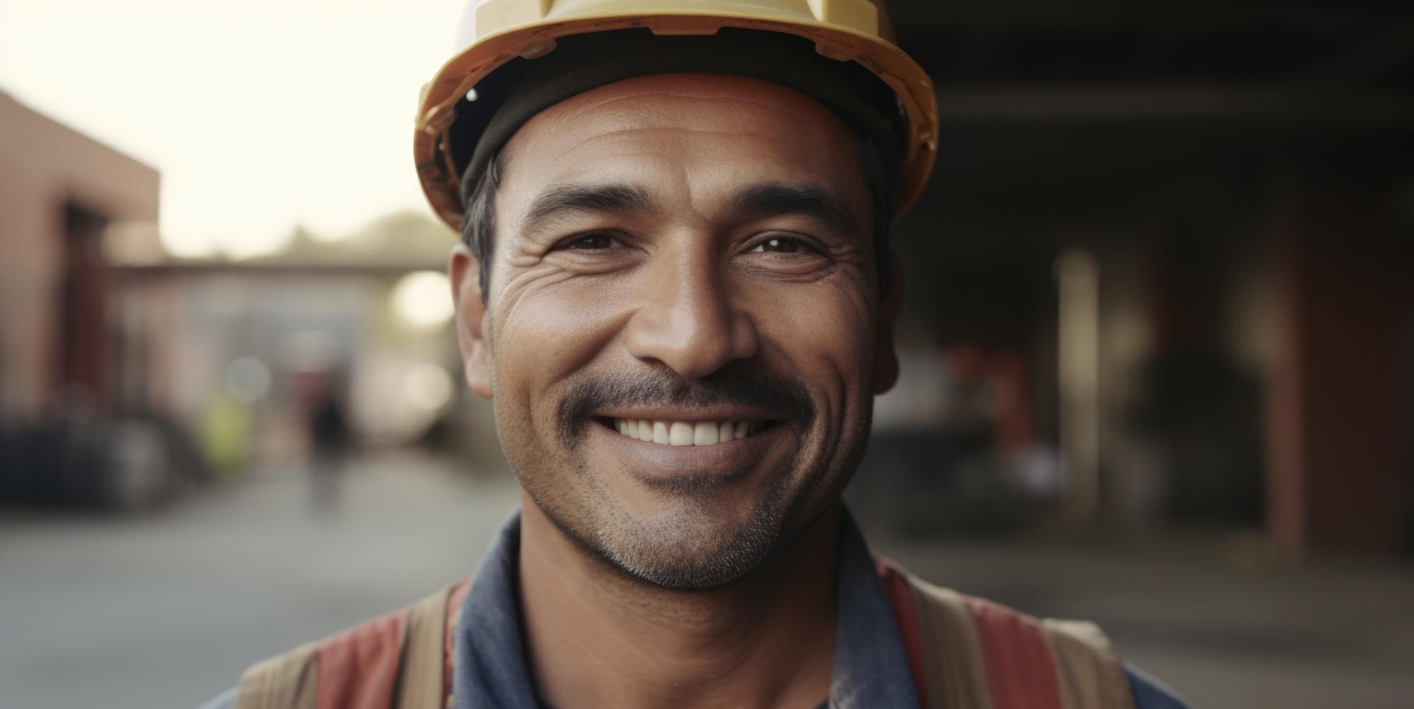 a smiling male construction worker